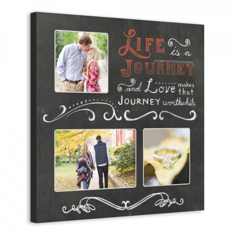 Life is a Journey Chalkboard 20x20 Personalized Canvas Wall Art