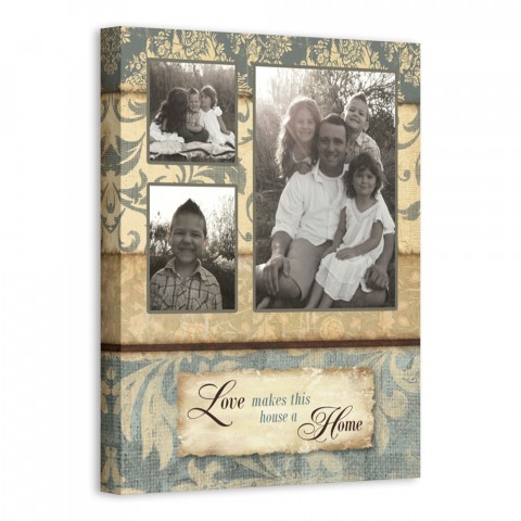 Love Makes this House a Home Photo Collage 11x14 Personalized Canvas Wall Art