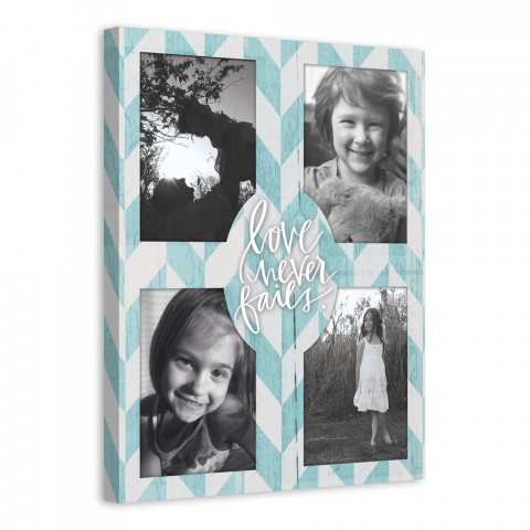 Chevron Love Never Fails Photo Collage 16x20 Personalized Canvas Wall Art
