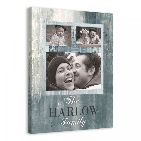 Dusty Blue Family Photo Collage 16x20 Personalized Canvas Wall Art