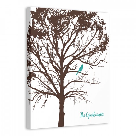 Turquoise Bird Family Sign 16x20 Personalized Canvas Wall Art 