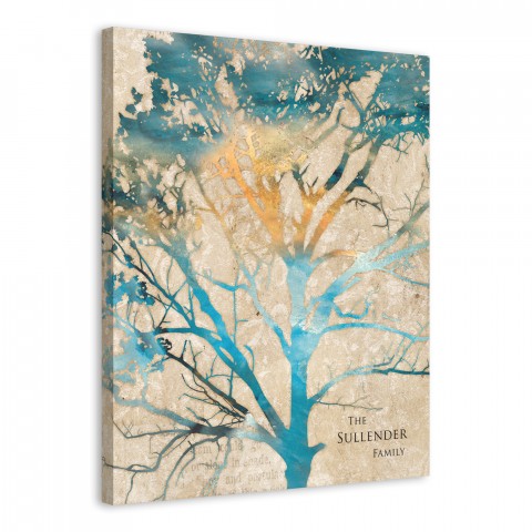 Watercolor Family Tree 20x24 Personalized Canvas Wall Art
