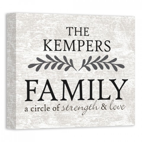 Family a Circle of Strenght and Love 10x8 Personalized Canvas Wall Art