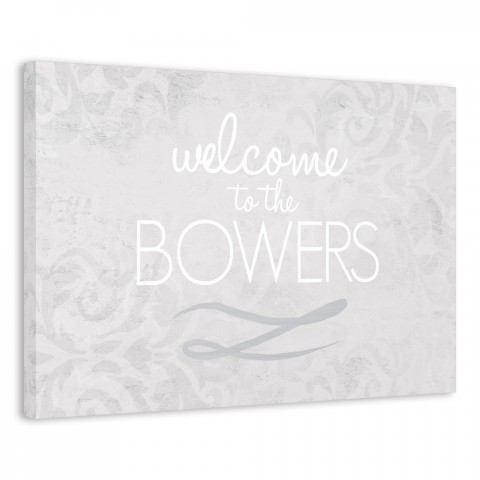 Grey Damask Welcome Sign 24x16 Personalized Canvas Wall Art