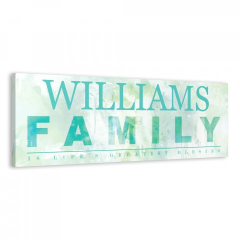 Watercolor Family is a Blessing Sign 36x12 Personalized Canvas Wall Art 