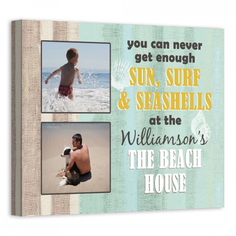 Never Get Enough Beach House 14x11 Personalized Canvas Wall Art 