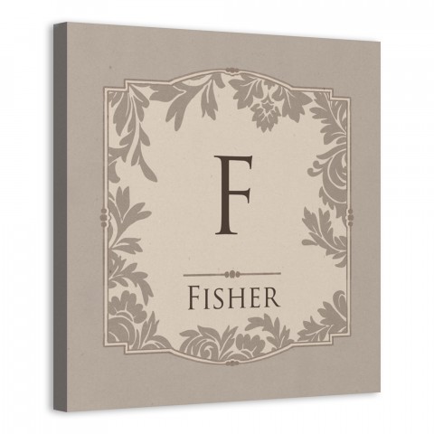 Floral Damask Monogram 16x16 Personalized Canvas Wall Art