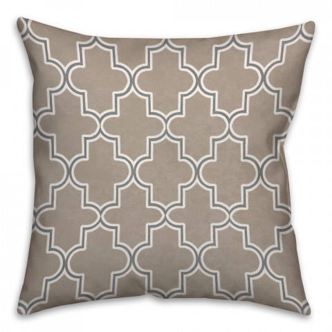Neutral Quatrefoil Spun Polyester Throw Pillow