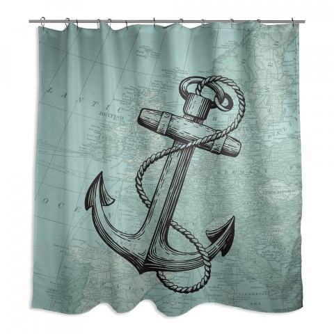 Coastal Map Series 71x74 Shower Curtain