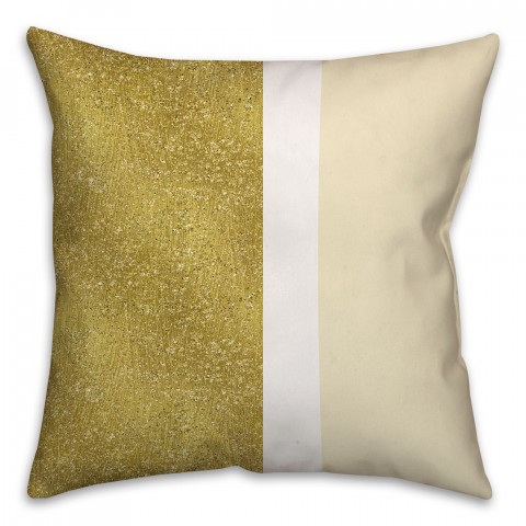 Gold and Cream Color Block Design Vertical Stripes Throw Pillow 