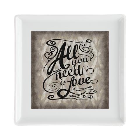 All You Need Is Love Square Cocktail Plate