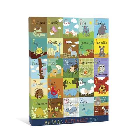 Animal Alphabet Zoo Canvas Wall Art