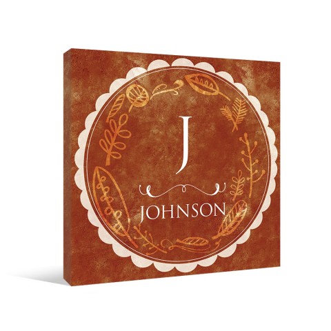 Fall Family Monogram 16x16 Personalized Canvas Wall Art