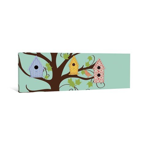 Patterned Bird Houses Canvas Wall Art