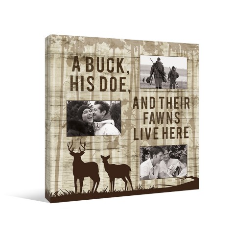 A Buck, His Doe, Their Fawns 16x16 Personalized Canvas Wall Art