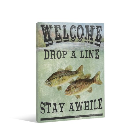 Drop A Line Stay Awhile 16x24 Canvas Wall Art