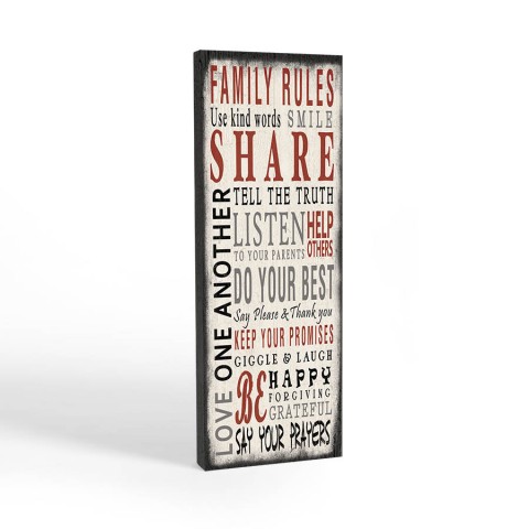 Family Rules 12x36 Canvas Wall Art