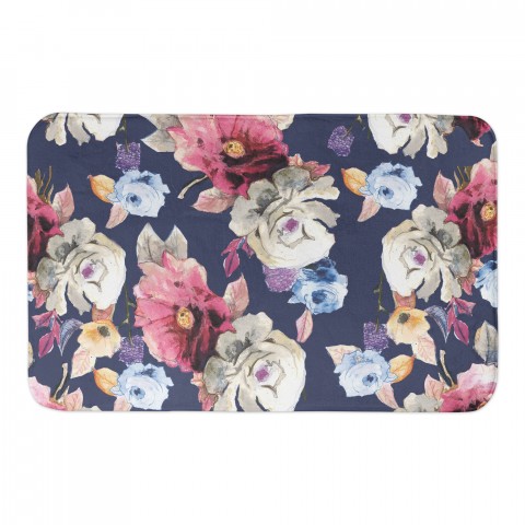 Navy Floral 34x21 Bath Mat