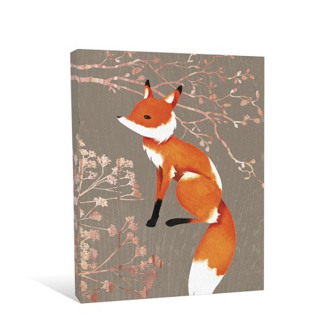 Fox in the Woods 11x14 Canvas Wall Art 
