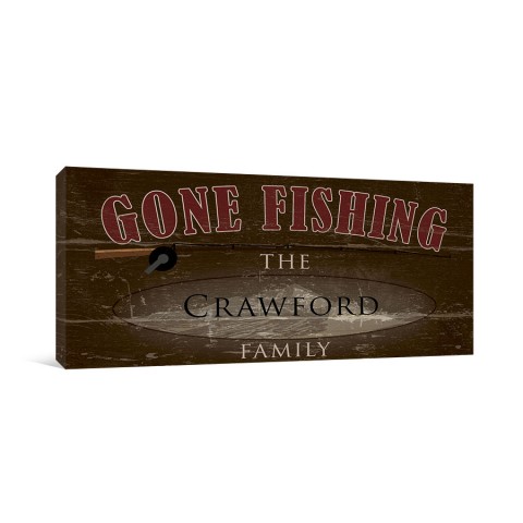 Gone Fishing 20x10 Personalized Canvas Wall Art