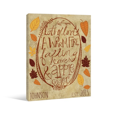 Fall Love 8x10 Personalized Canvas Wall Art