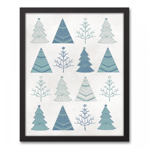 Blue Graphic Tree Print Wall Art