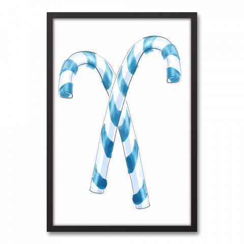Blue Candy Canes Wall Art
