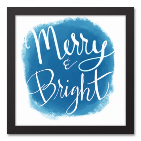 Merry & Bright Watercolor 12x12 Black Framed Canvas