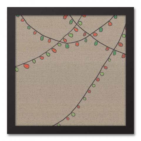 Christmas String Lights 12x12 Black Framed Canvas