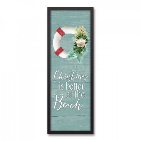 Christmas is Better at the Beach 12x36 Black Framed Canvas