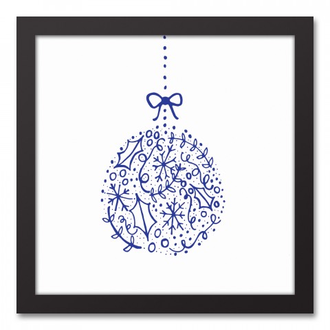 Blue Doodle Ornament 12x12 Black Framed Canvas