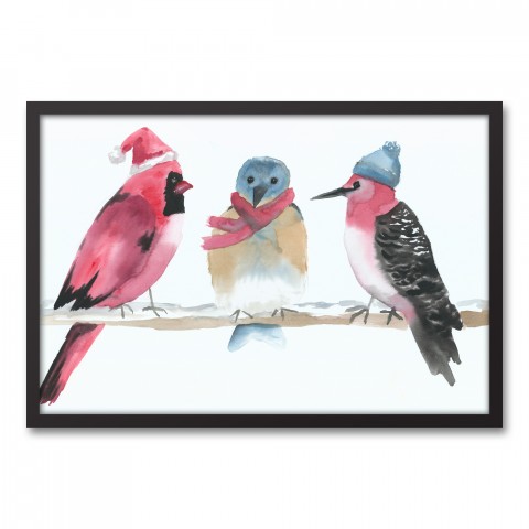 Watercolor Winter Birds Wall Art
