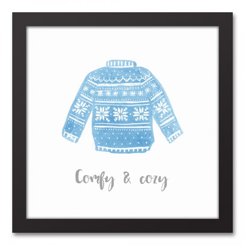 Comfy & Cozy Sweater 12x12 Black Framed Canvas