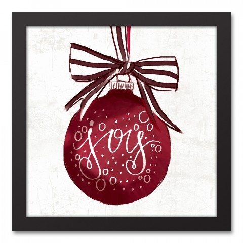Joy Ornament 12x12 Black Framed Canvas