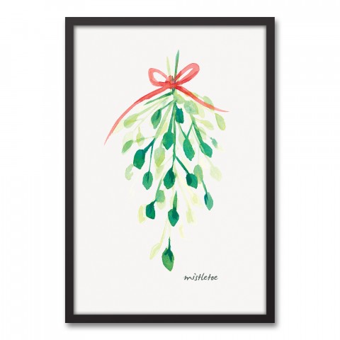 Watercolor Mistletoe Wall Art