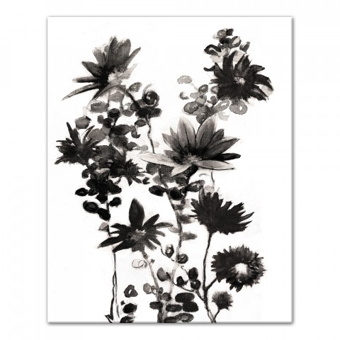 Black and White Wild Flowers 16x20 Canvas Wall Art