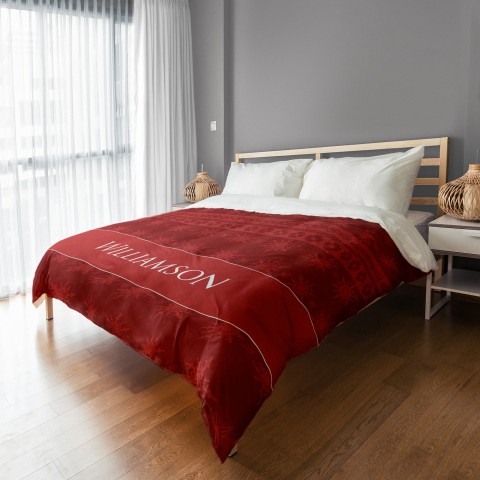 Red Holiday Snowflakes 68x88 Twin Duvet Cover