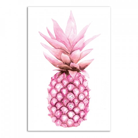 Pink Watercolor Pineapple 12x18 Outdoor Canvas Wall Art