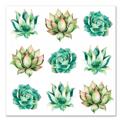 Watercolor Succulents 24x24 Outdoor Canvas Wall Art