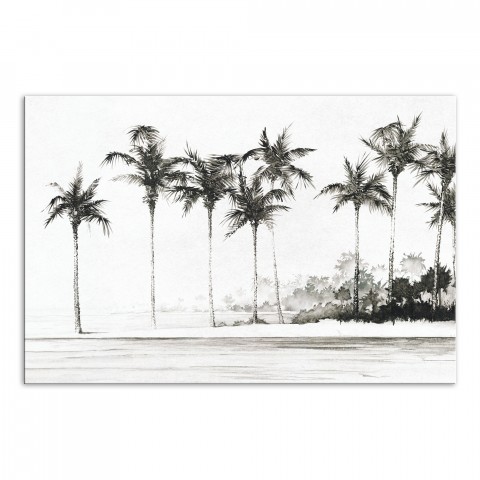 Black and White Palm Trees 36x24 Outdoor Canvas Wall Art