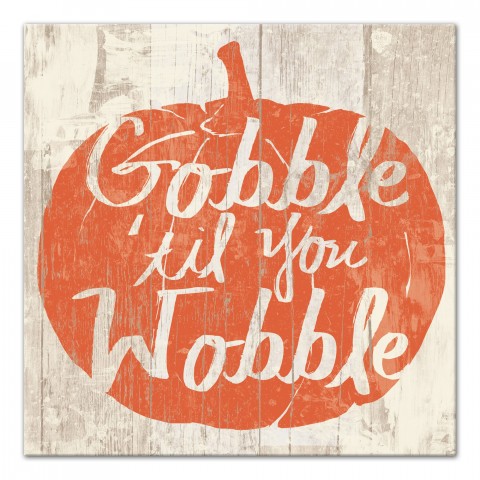 Gobble Pumpkin 16x16 Canvas Wall Art