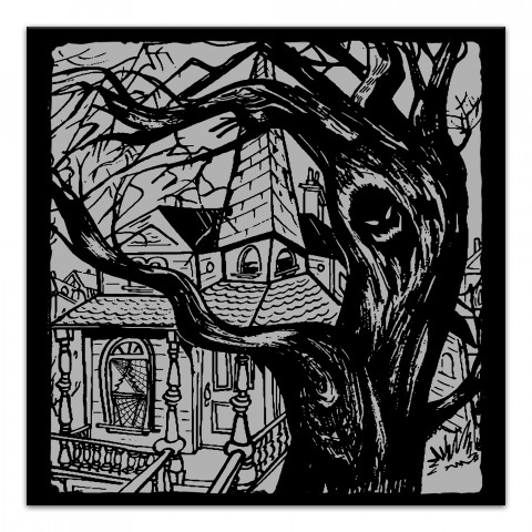 Haunted House 16x16 Canvas Wall Art