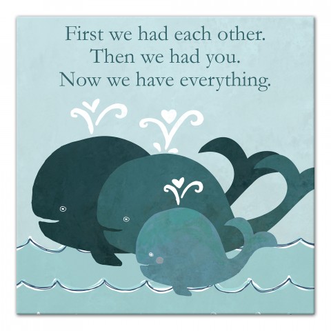 Little Whale Family 12x12 Canvas Wall Art