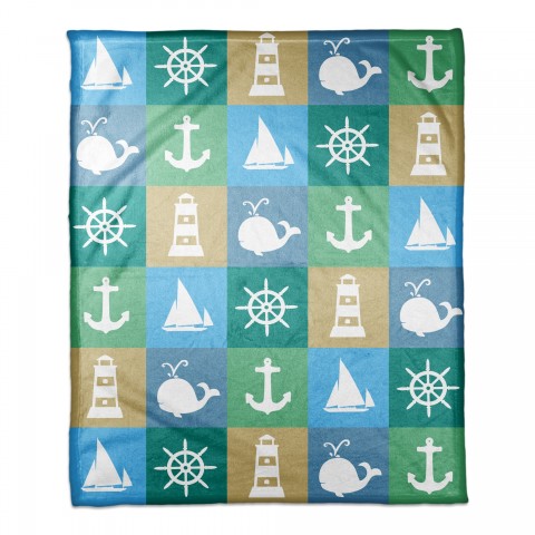 Nautical Color Block 50x60 Throw Blanket