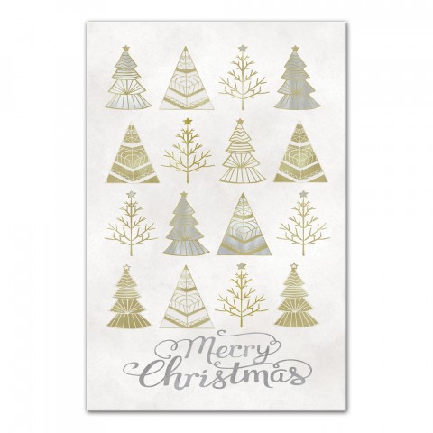 Silver and Gold Christmas Trees 16x24 Canvas Wall Art