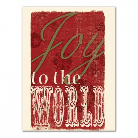 Red and Gold Joy to the World 18x24 Canvas Wall Art