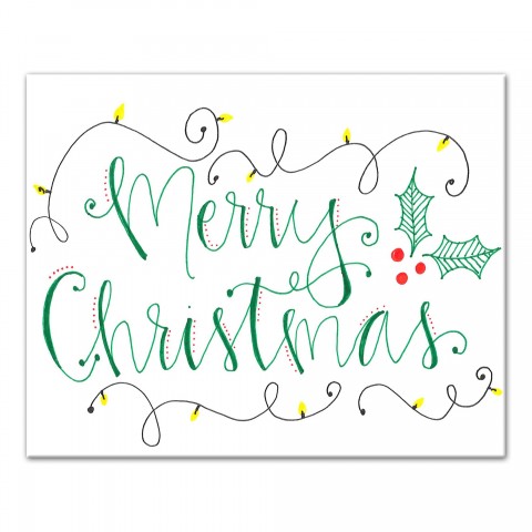 Handwritten Merry Christmas  20x16 Canvas Wall Art