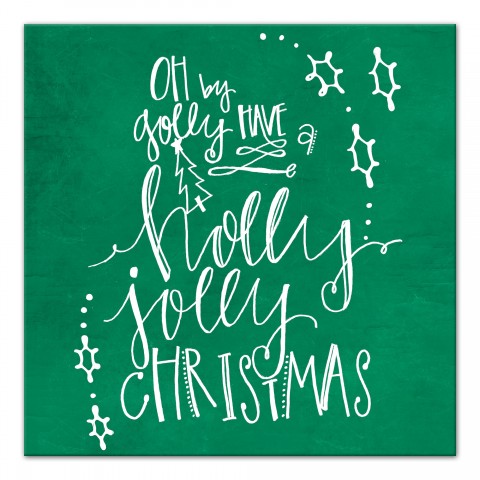 Green Holly Jolly Christmas 20x20 Canvas Wall Art