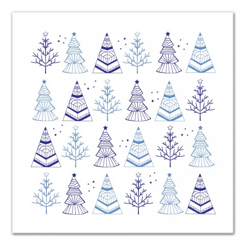 Blue Christmas Trees 20x20 Canvas Wall Art