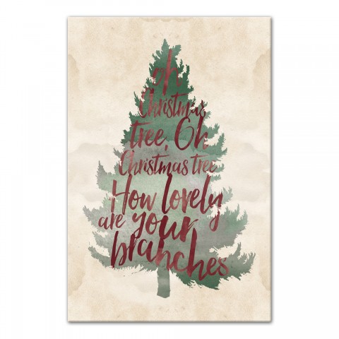Watercolor O Christmas Tree 24x36 Canvas Wall Art